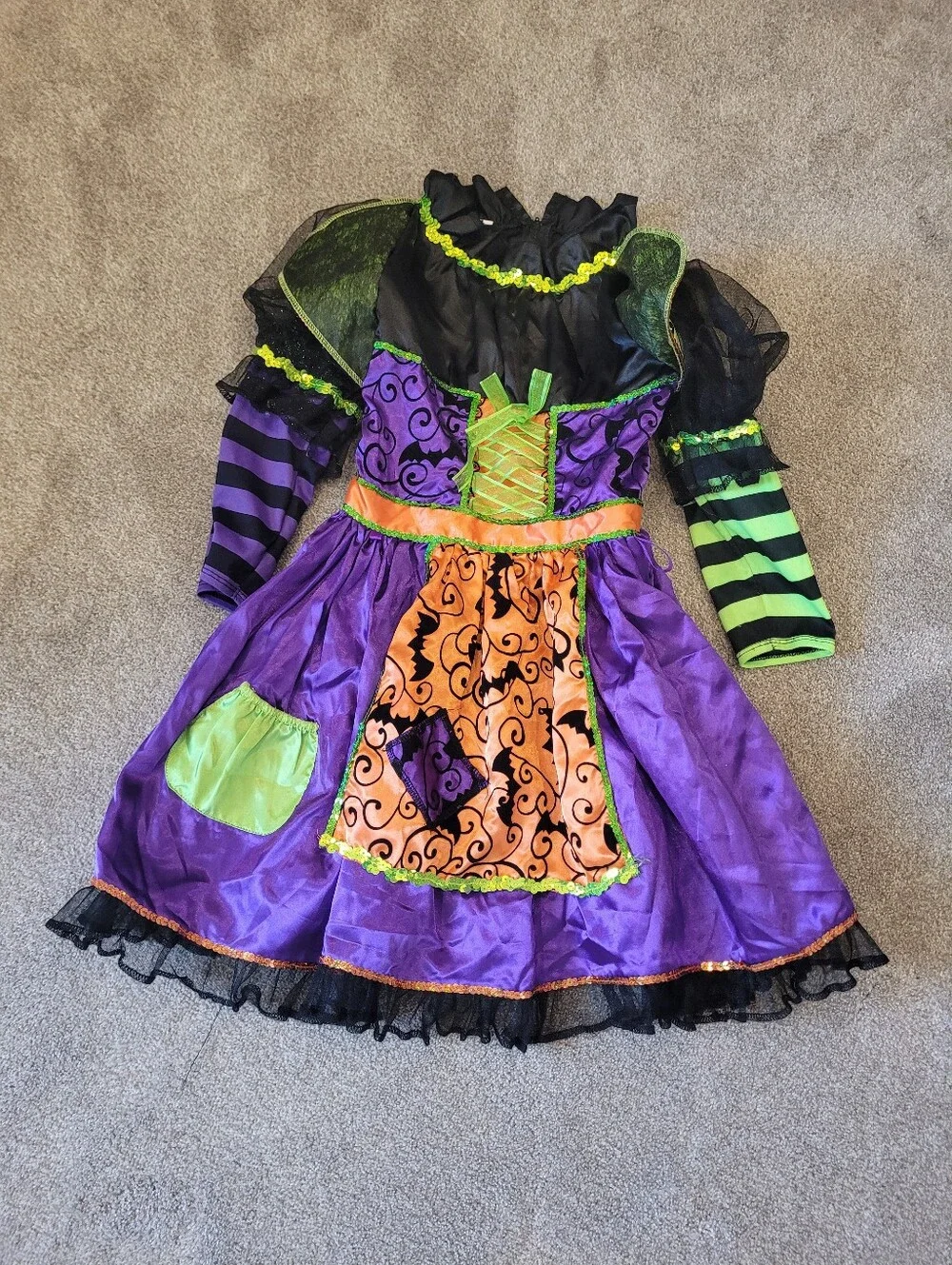 Disney Purple, Green & Orange Girls Witch Halloween Costume Dress